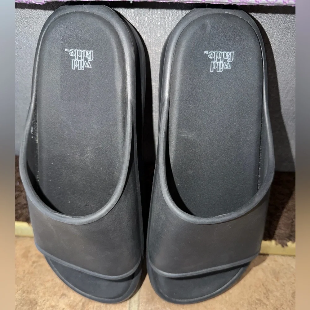 Wild Fable Black Slide Sandals Size 8 Minimalist Casual Comfort Slides - Picture 7 of 7
